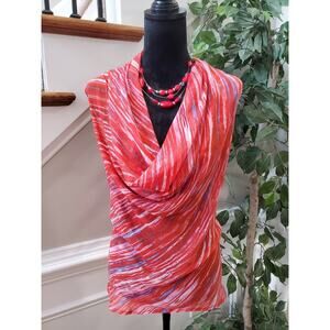 New Directions Women's Multicolor Tie Dye V-Neck Sleeveless Top Blouse Size XL